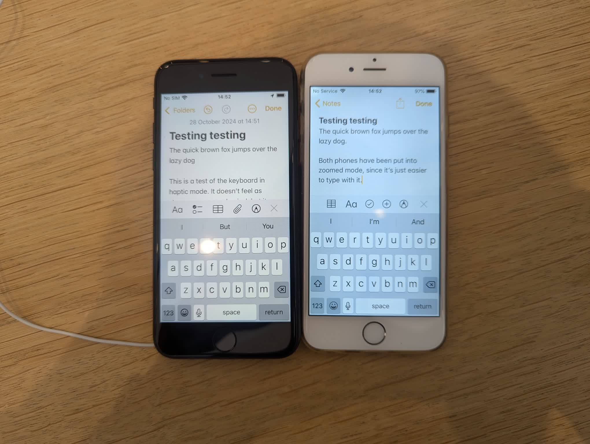 iOS 12 and 18 on-screen keyboards. They are identical to each other.