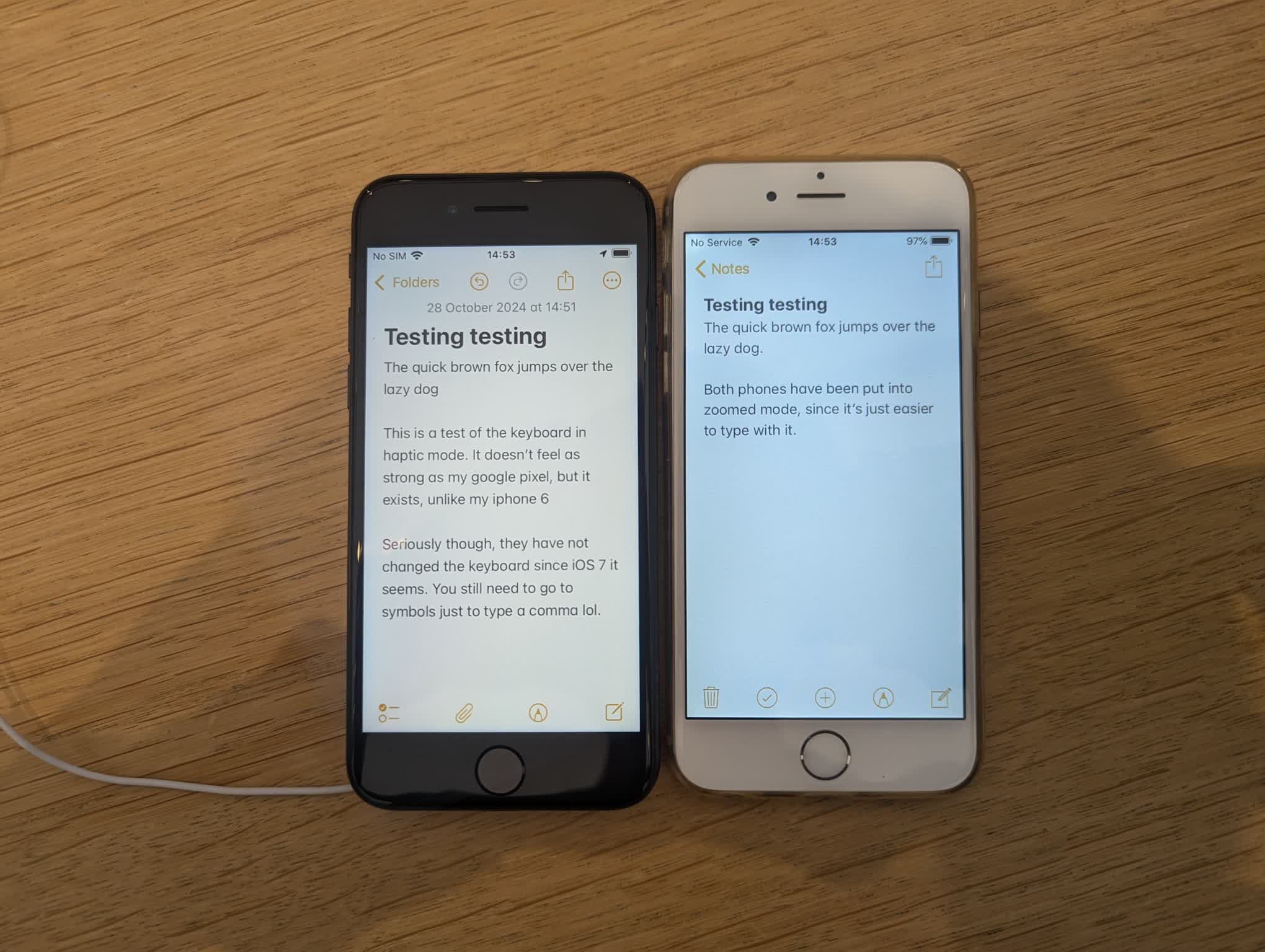 The notes app on iOS 12 and 18